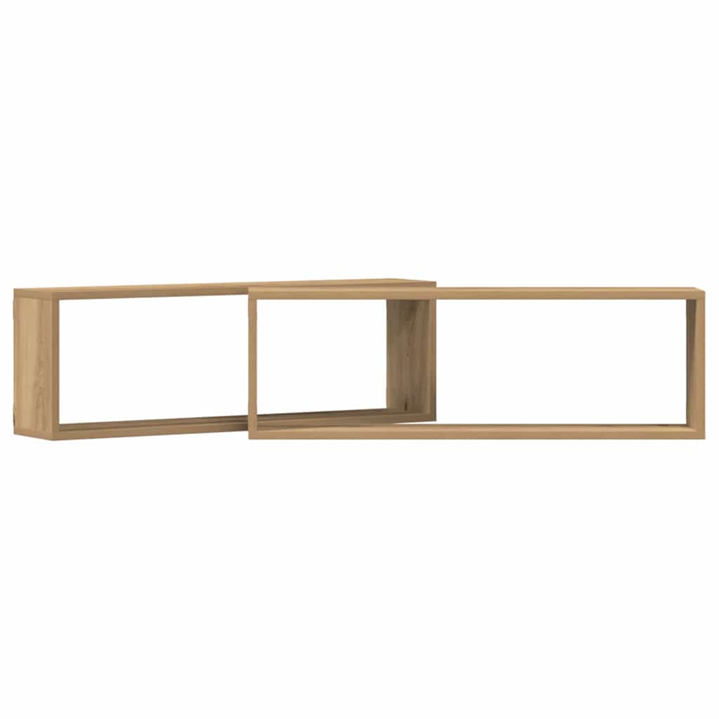Prateleira de Parede 2 pcs Carvalho Artesanal 80 x 15 x 26 cm