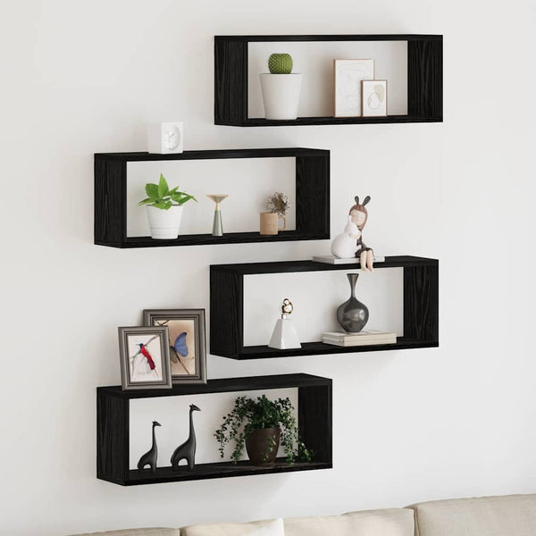 Prateleiras de Parede 4 pcs Carvalho preto 60 x 15 x 23 cm