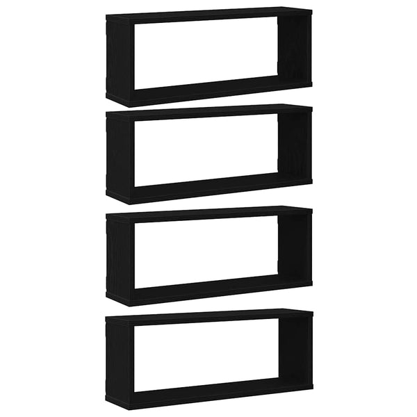 Prateleiras de Parede 4 pcs Carvalho preto 60 x 15 x 23 cm