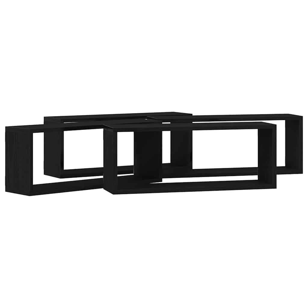 Prateleiras de Parede 4 pcs Carvalho preto 60 x 15 x 23 cm