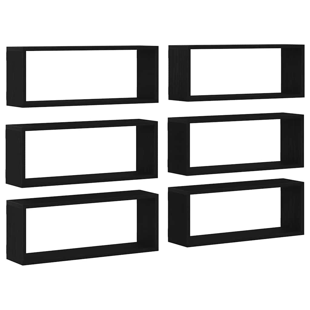 Prateleiras de Parede 6 pcs Carvalho preto 60 x 15 x 23 cm