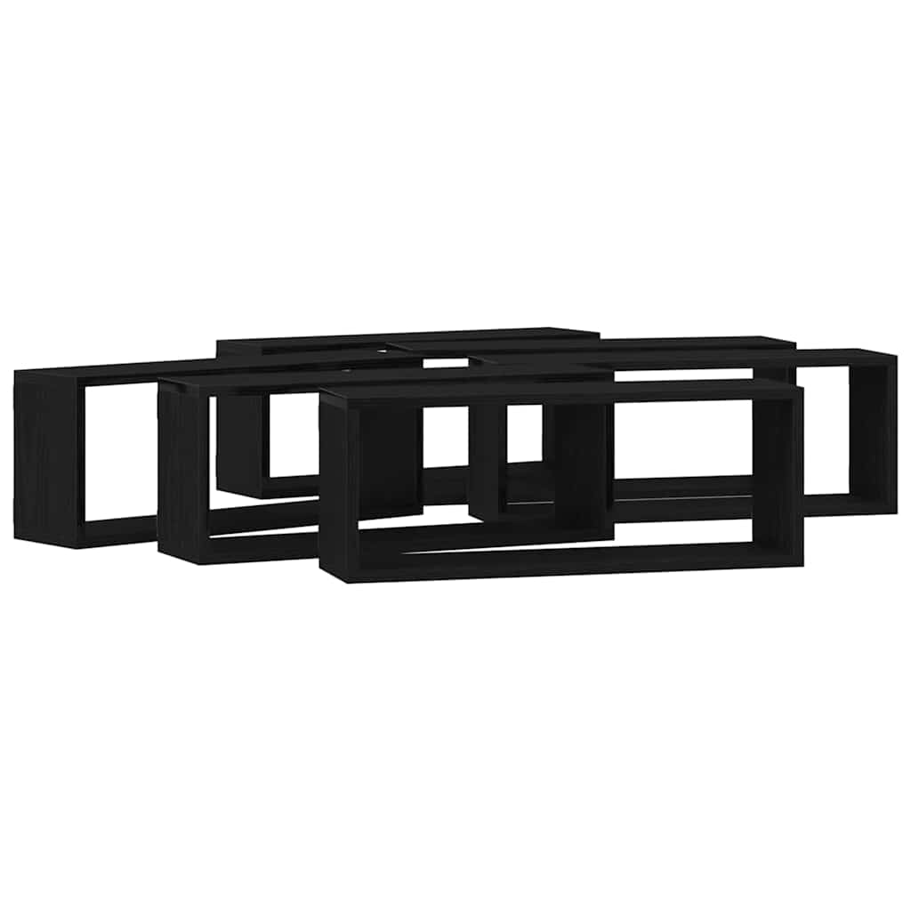 Prateleiras de Parede 6 pcs Carvalho preto 60 x 15 x 23 cm