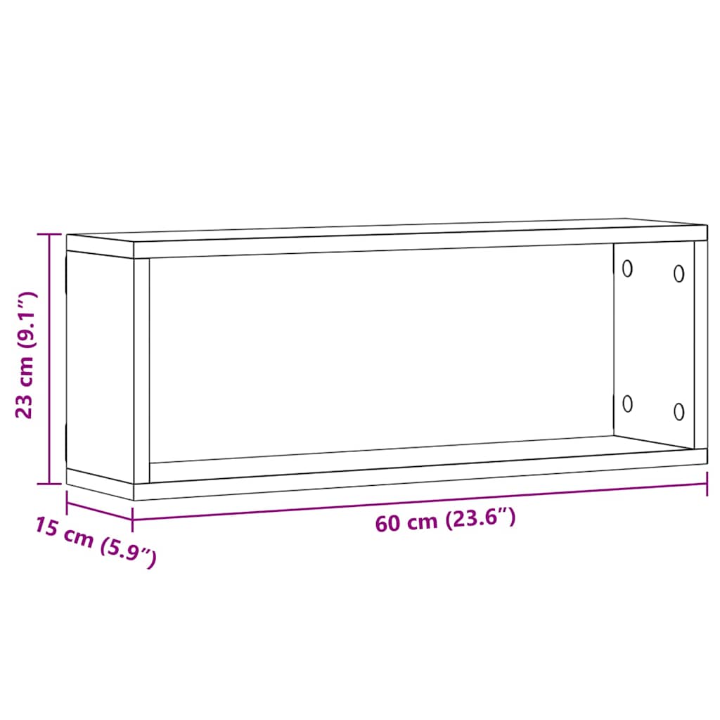 Prateleiras de Parede 6 pcs Carvalho preto 60 x 15 x 23 cm