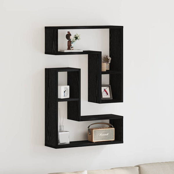 Prateleiras de Parede 2 pcs Carvalho preto 50 x 15 x 85 cm