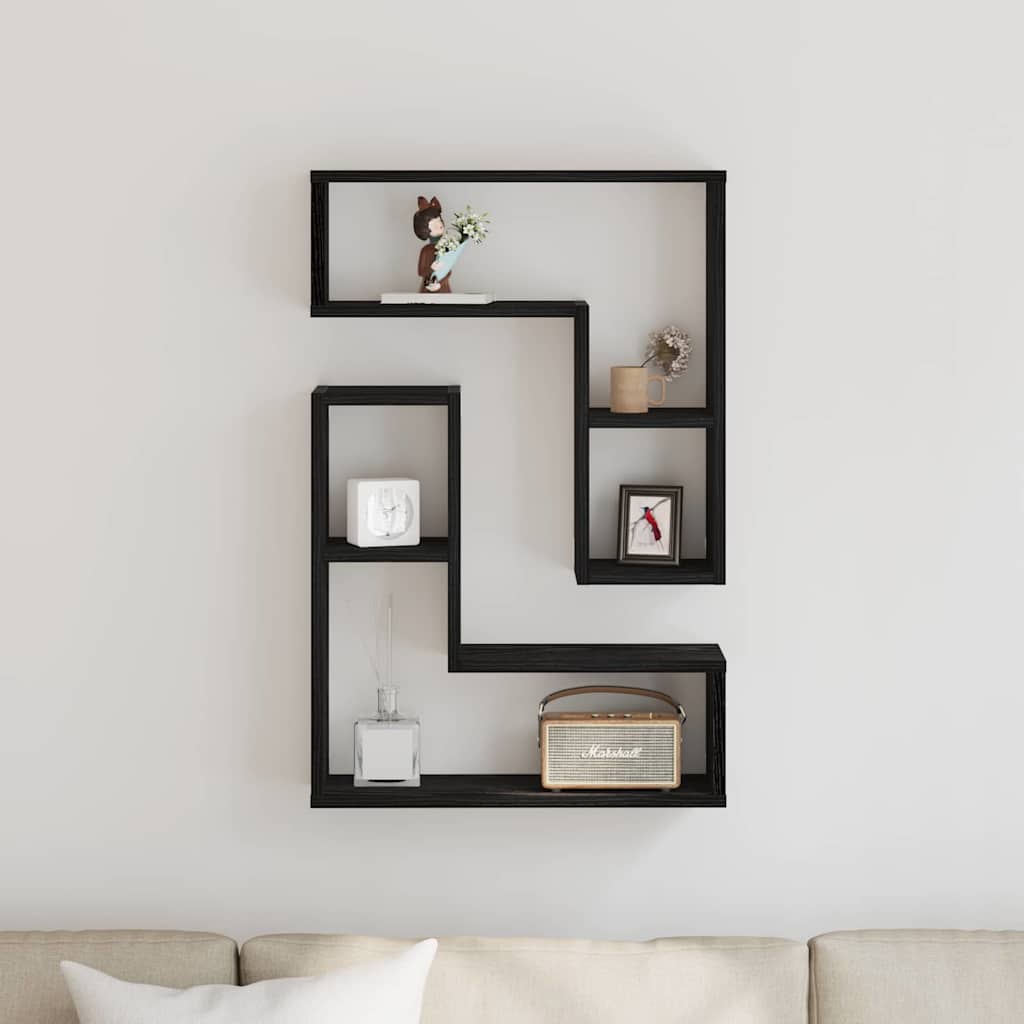 Prateleiras de Parede 2 pcs Carvalho preto 50 x 15 x 85 cm