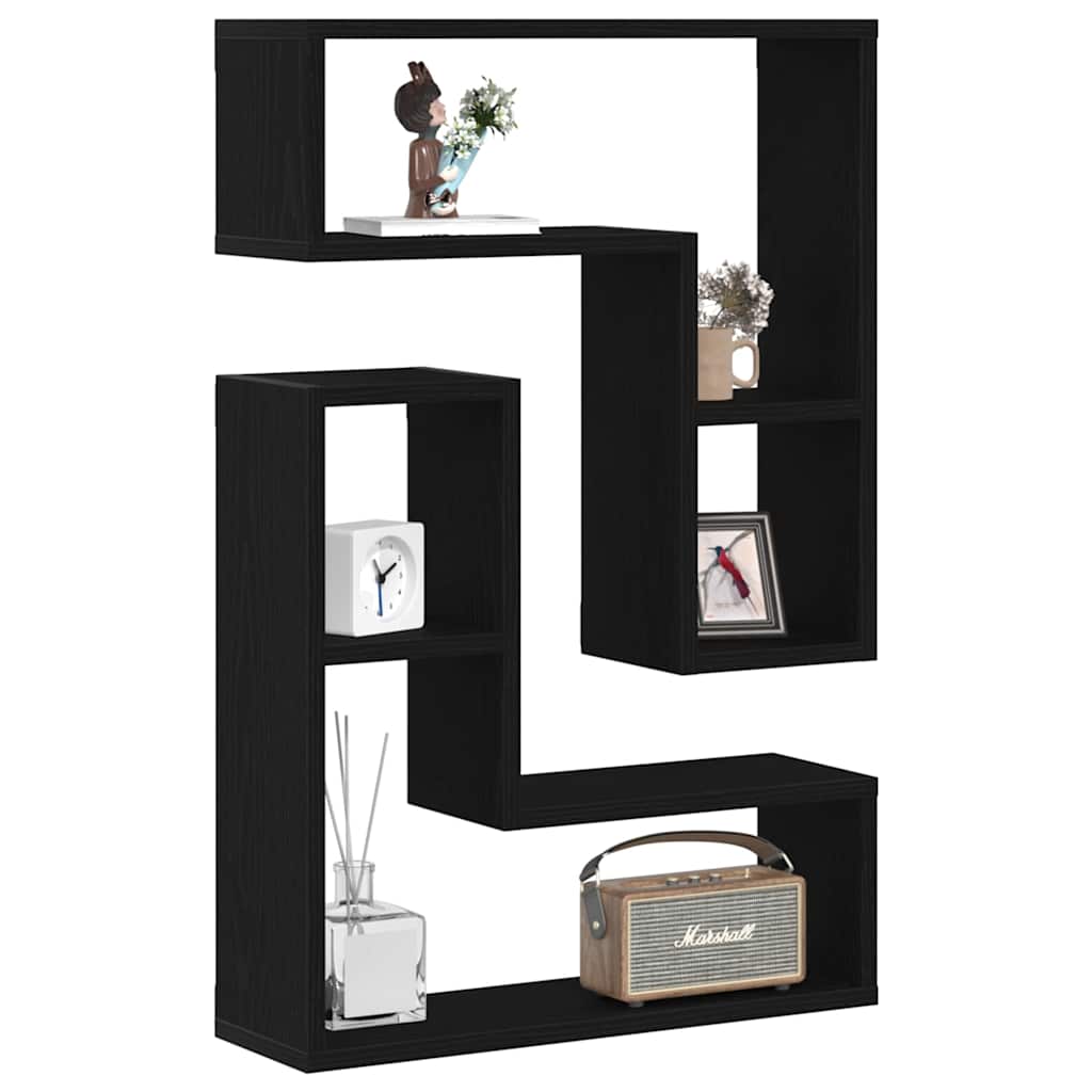 Prateleiras de Parede 2 pcs Carvalho preto 50 x 15 x 85 cm