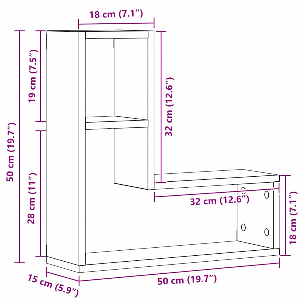Prateleiras de Parede 2 pcs Carvalho preto 50 x 15 x 85 cm