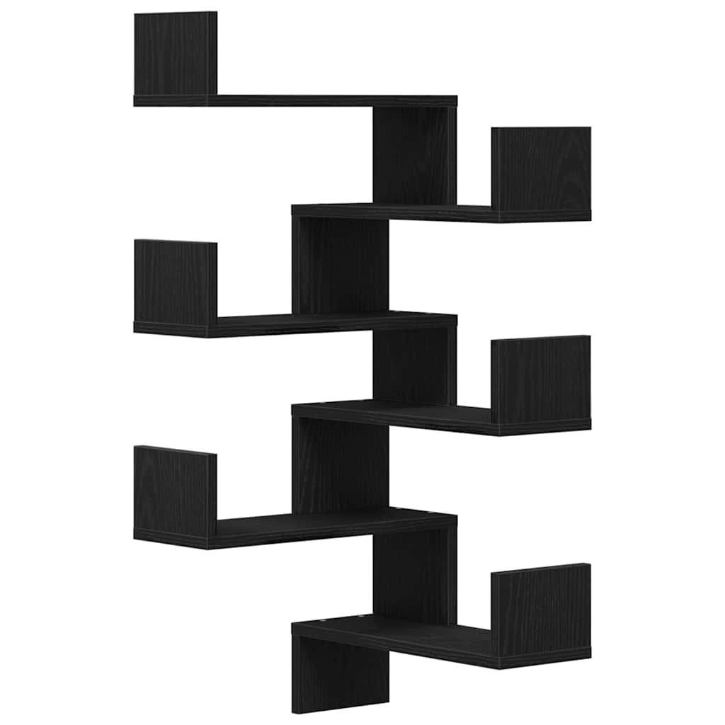 Estante de Canto de Parede com prateleira 2 pcs Carvalho preto
