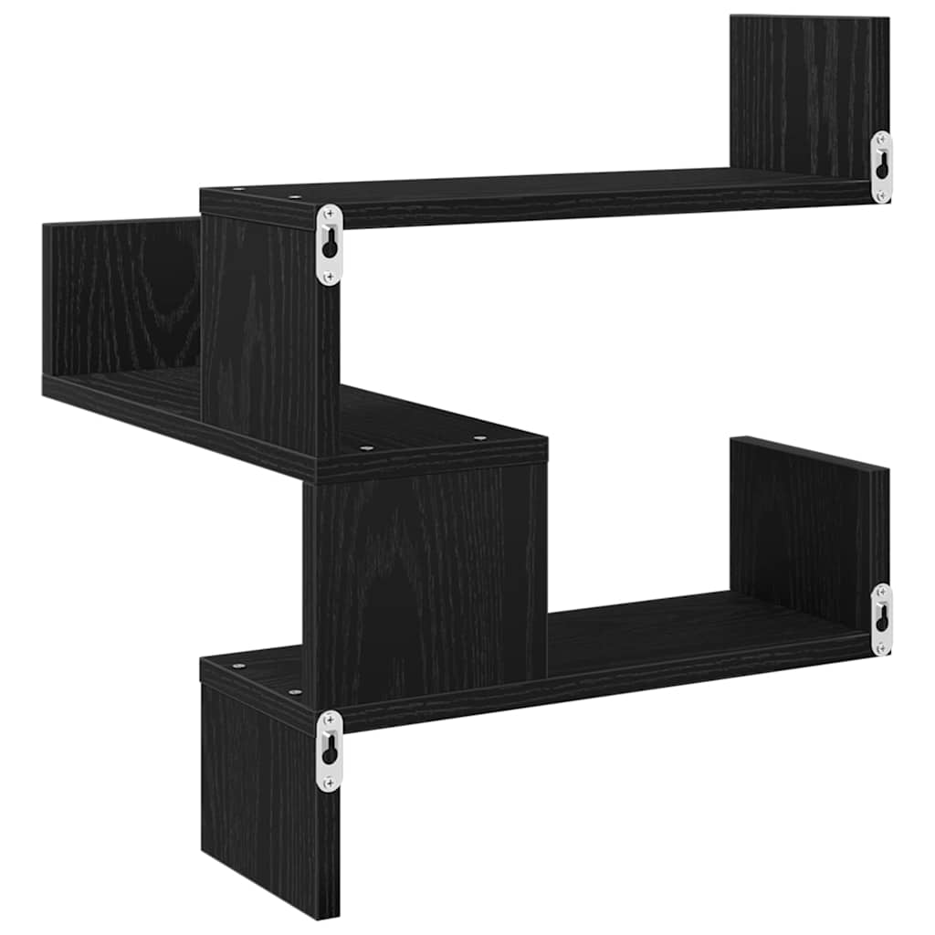 Estante de Canto de Parede com prateleira 2 pcs Carvalho preto