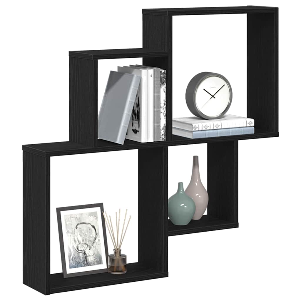 Prateleira Cubo de Parede Carvalho preto 80 x 15 x 78.5 cm
