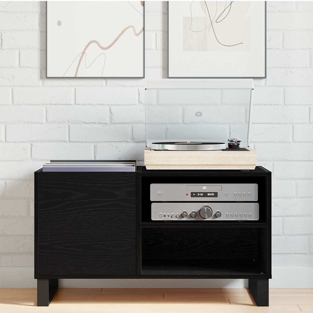 Armário para discos de vinil Carvalho preto 85 x 38 x 48 cm
