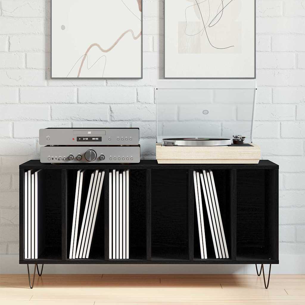 Armário para discos de vinil Carvalho preto 100 x 38 x 48 cm