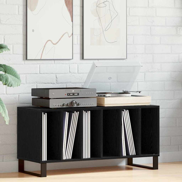 Armário para discos de vinil Carvalho preto 100 x 38 x 48 cm