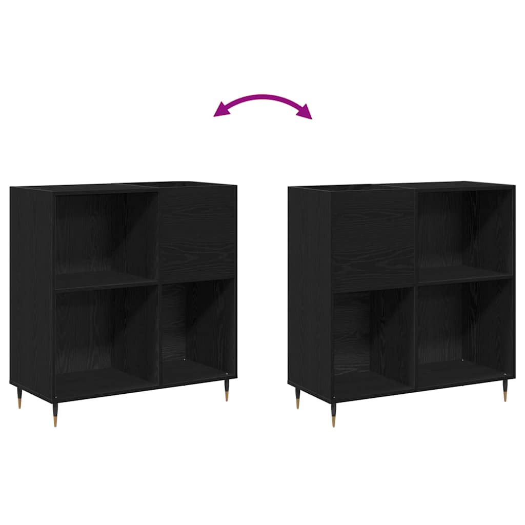 Armário para discos de vinil Carvalho preto 85 x 38 x 89 cm