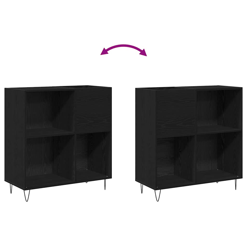 Armário para discos de vinil Carvalho preto 85 x 38 x 89 cm