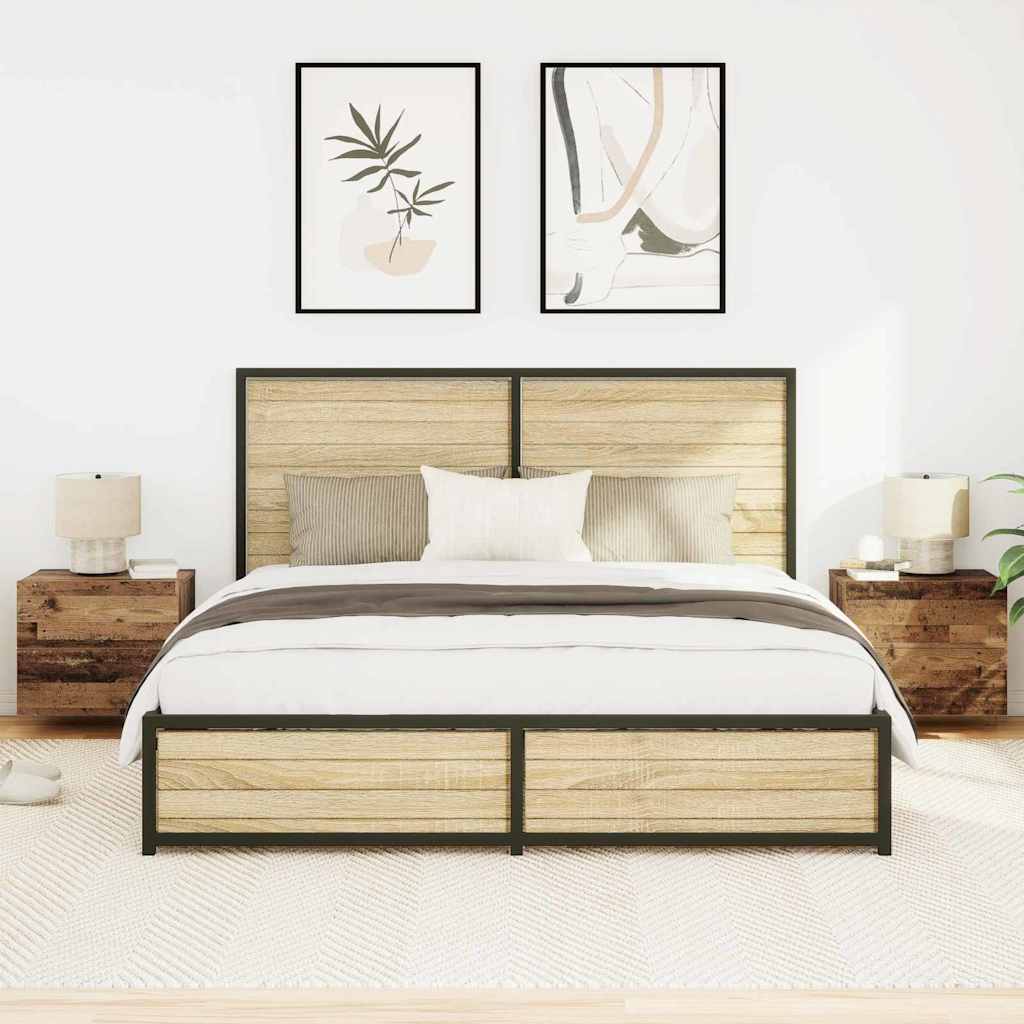 Armário de Cama Montado na Parede with 2 pcs Madeira antiga