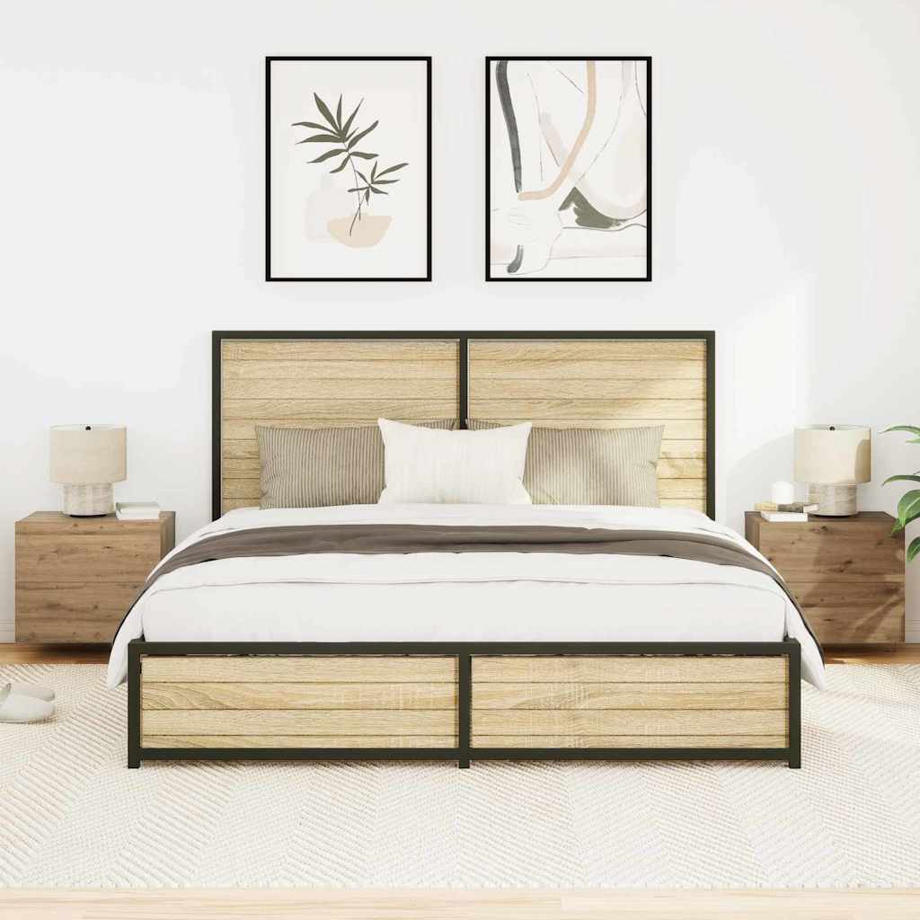 Armário de Cama Montado na Parede 2 pcs carvalho artisiano