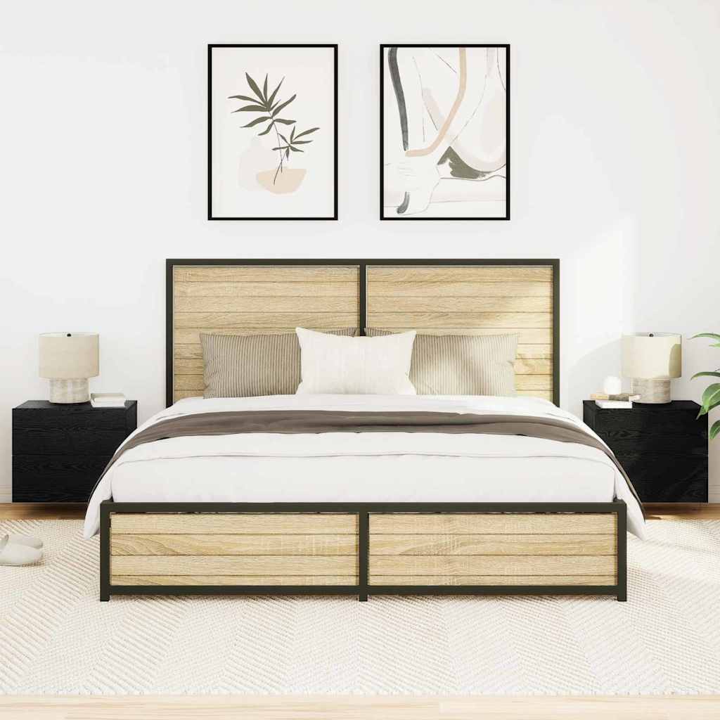 Armário de Cama Montado na Parede with 2 pcs Carvalho preto