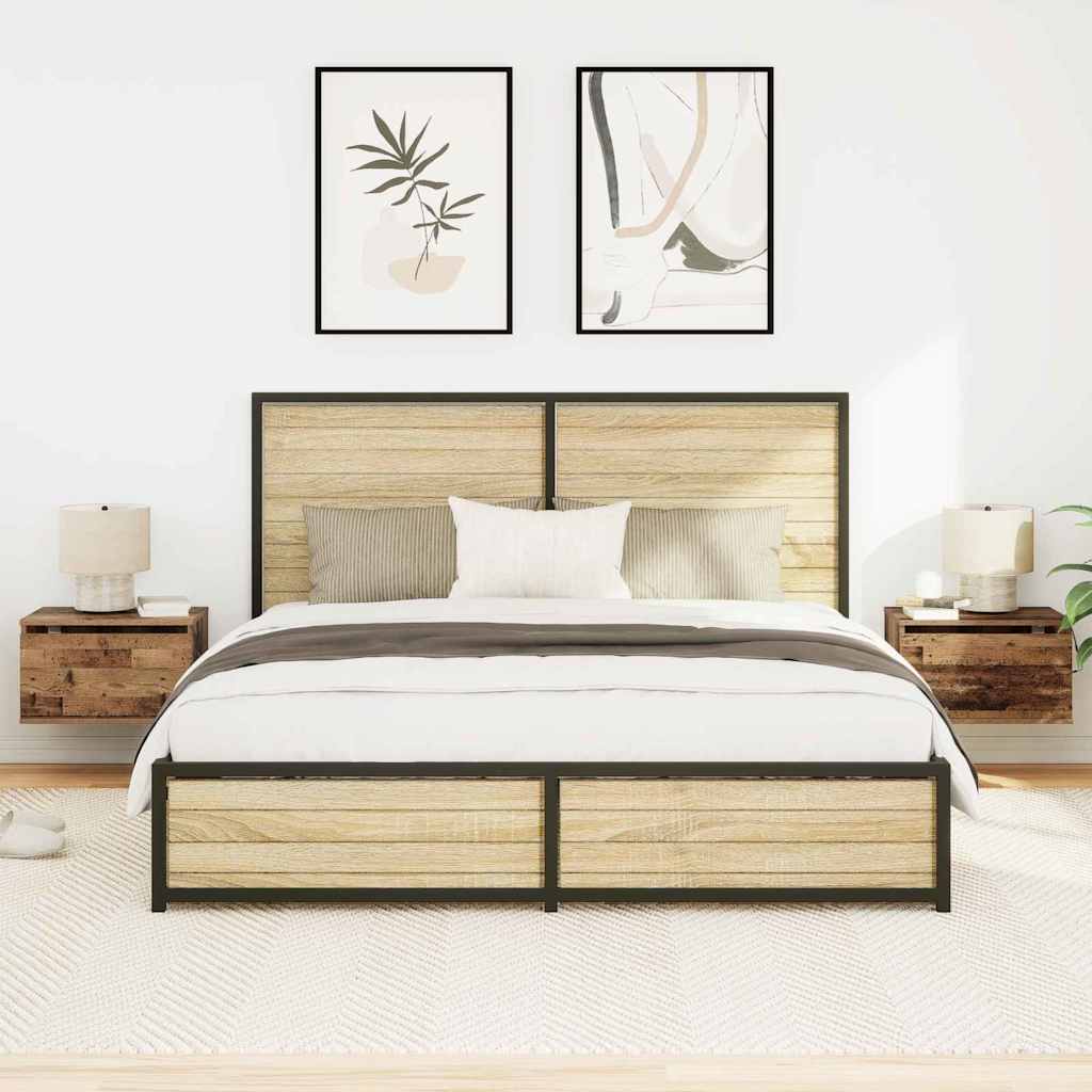 Armário de Cama Montado na Parede with 2 pcs Madeira antiga