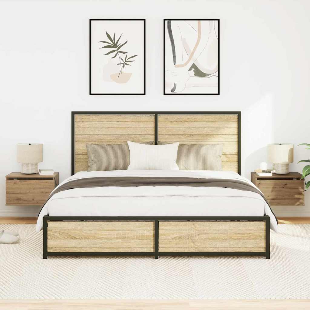 Armário de Cama Montado na Parede 2 pcs carvalho artisiano