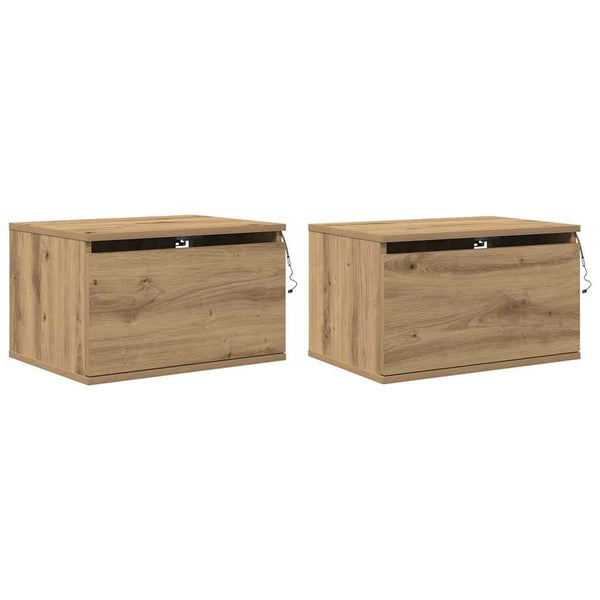 Armário de Cama Montado na Parede 2 pcs carvalho artisiano