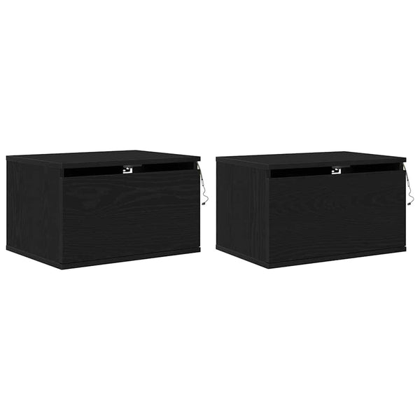 Armário de Cama Montado na Parede with 2 pcs Carvalho preto