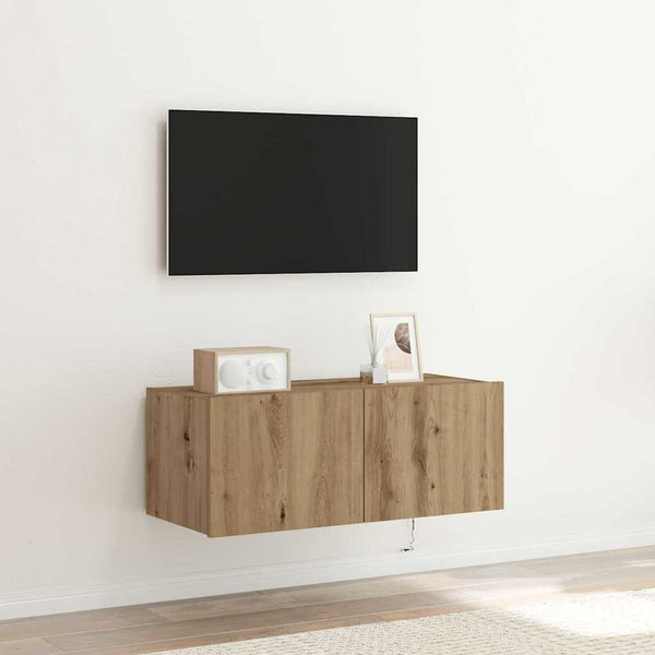 Armário de TV de Parede carvalho artisiano 80 x 35 x 31 cm