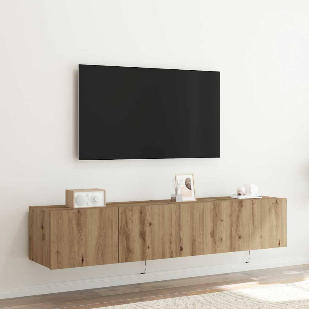 Armário de TV de Parede carvalho artisiano 80 x 35 x 31 cm