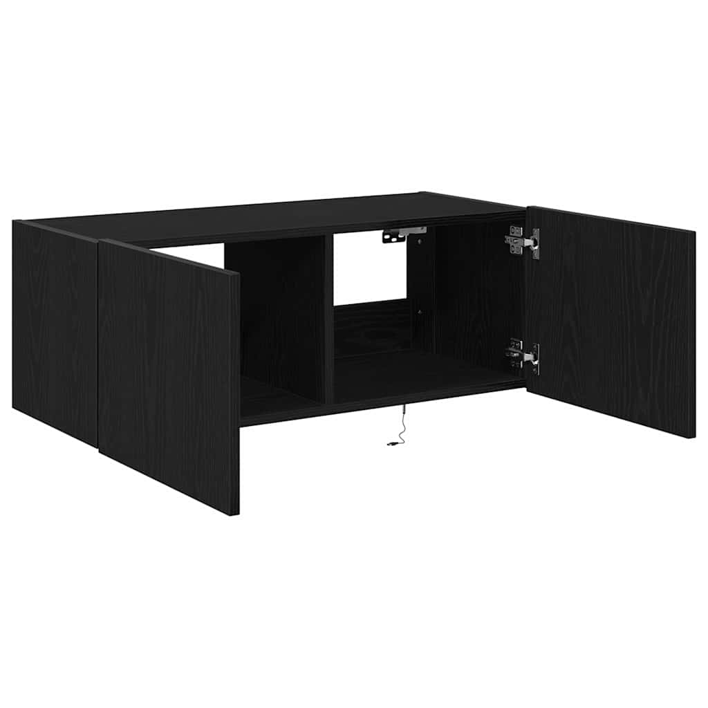 Armário de TV de Parede Carvalho preto 80 x 35 x 31 cm