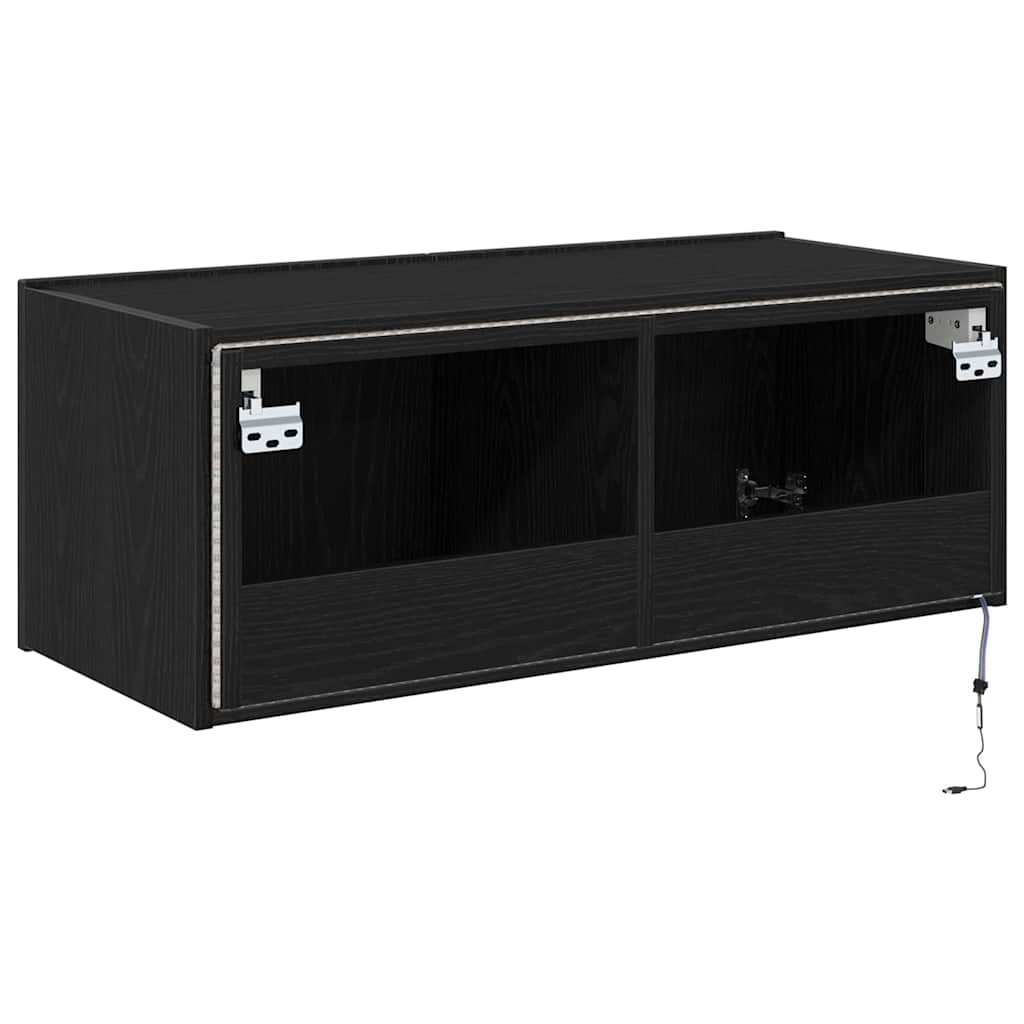 Armário de TV de Parede Carvalho preto 80 x 35 x 31 cm