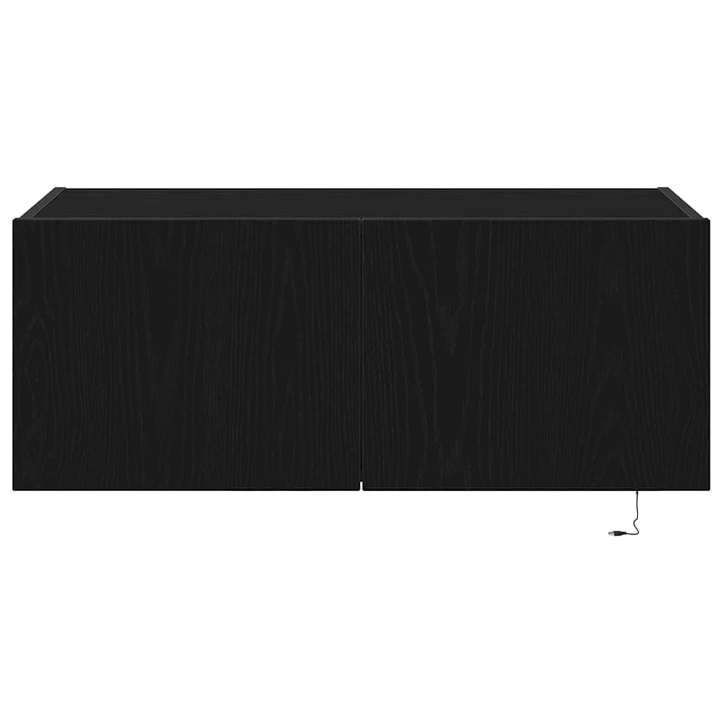 Armário de TV de Parede Carvalho preto 80 x 35 x 31 cm