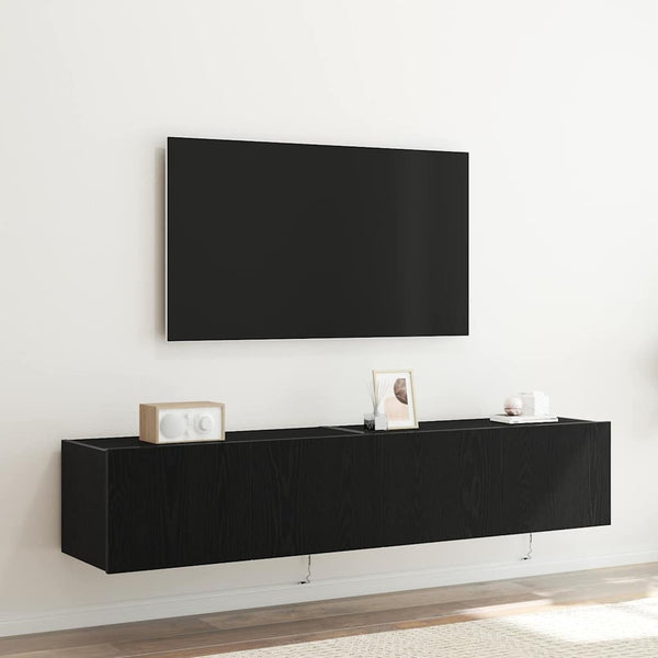 Armário de TV de Parede Carvalho preto 80 x 35 x 31 cm