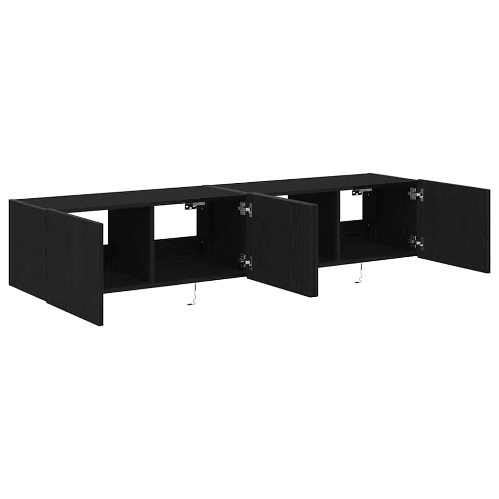 Armário de TV de Parede Carvalho preto 80 x 35 x 31 cm