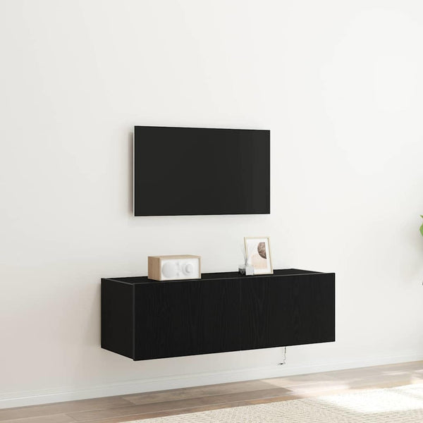 Armário de TV de Parede Carvalho preto 100 x 35 x 31 cm