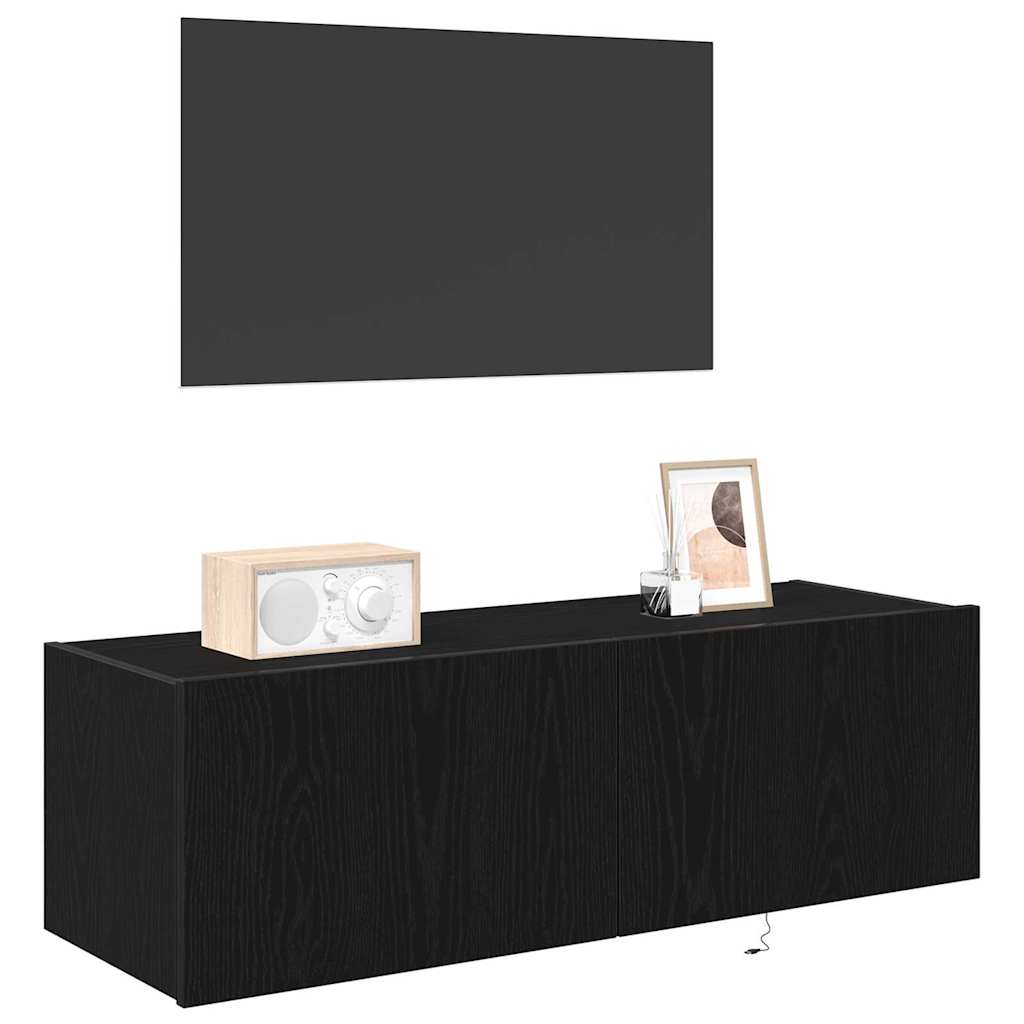 Armário de TV de Parede Carvalho preto 100 x 35 x 31 cm