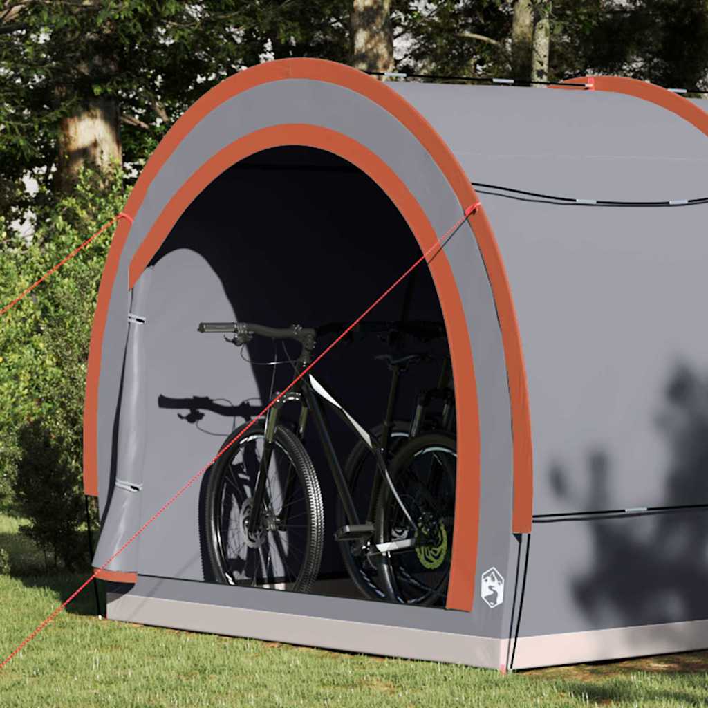 Tenda para arrumação de bicicletas com telhado Cinza e Laranja