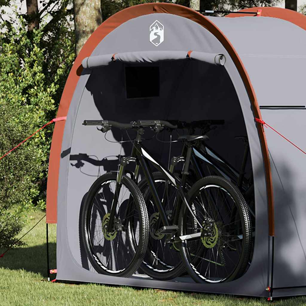 Tenda para arrumação de bicicletas com telhado Cinza e Laranja
