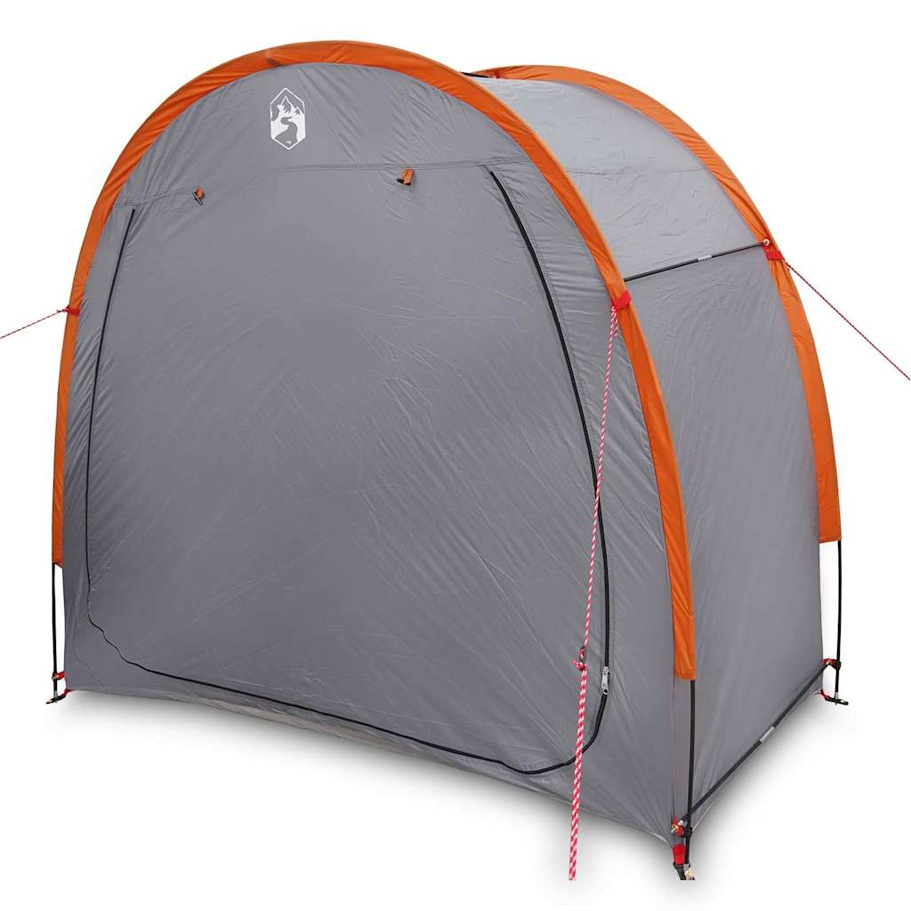 Tenda para arrumação de bicicletas com telhado Cinza e Laranja