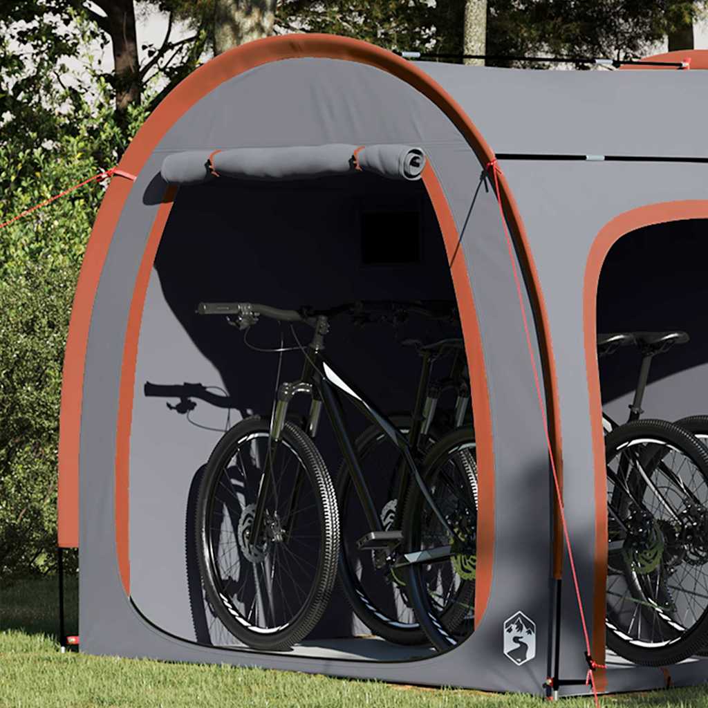 Tenda para arrumação de bicicletas com telhado Cinza e Laranja