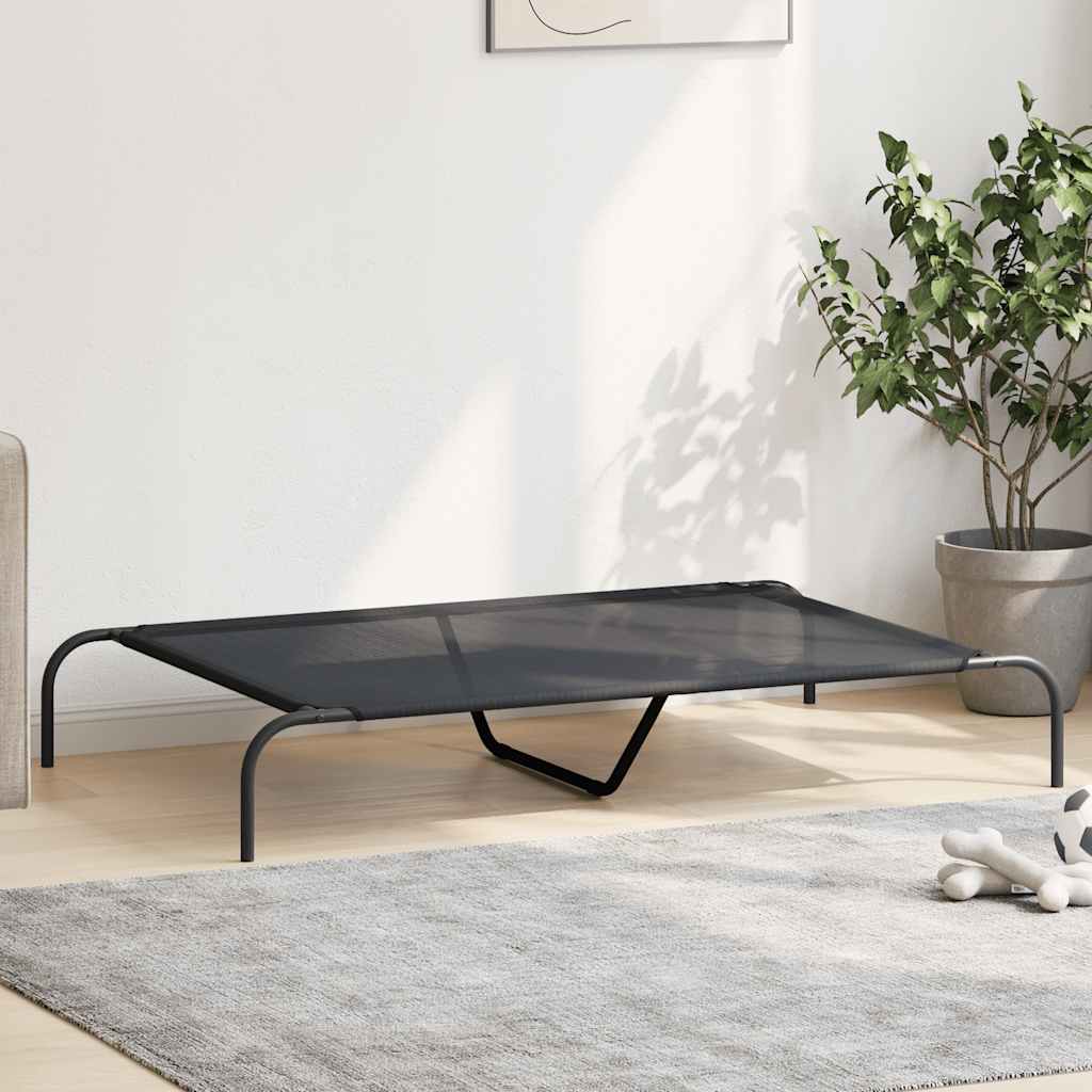 Cama para cães elevada 130x80x20 cm Textilene e aço preto
