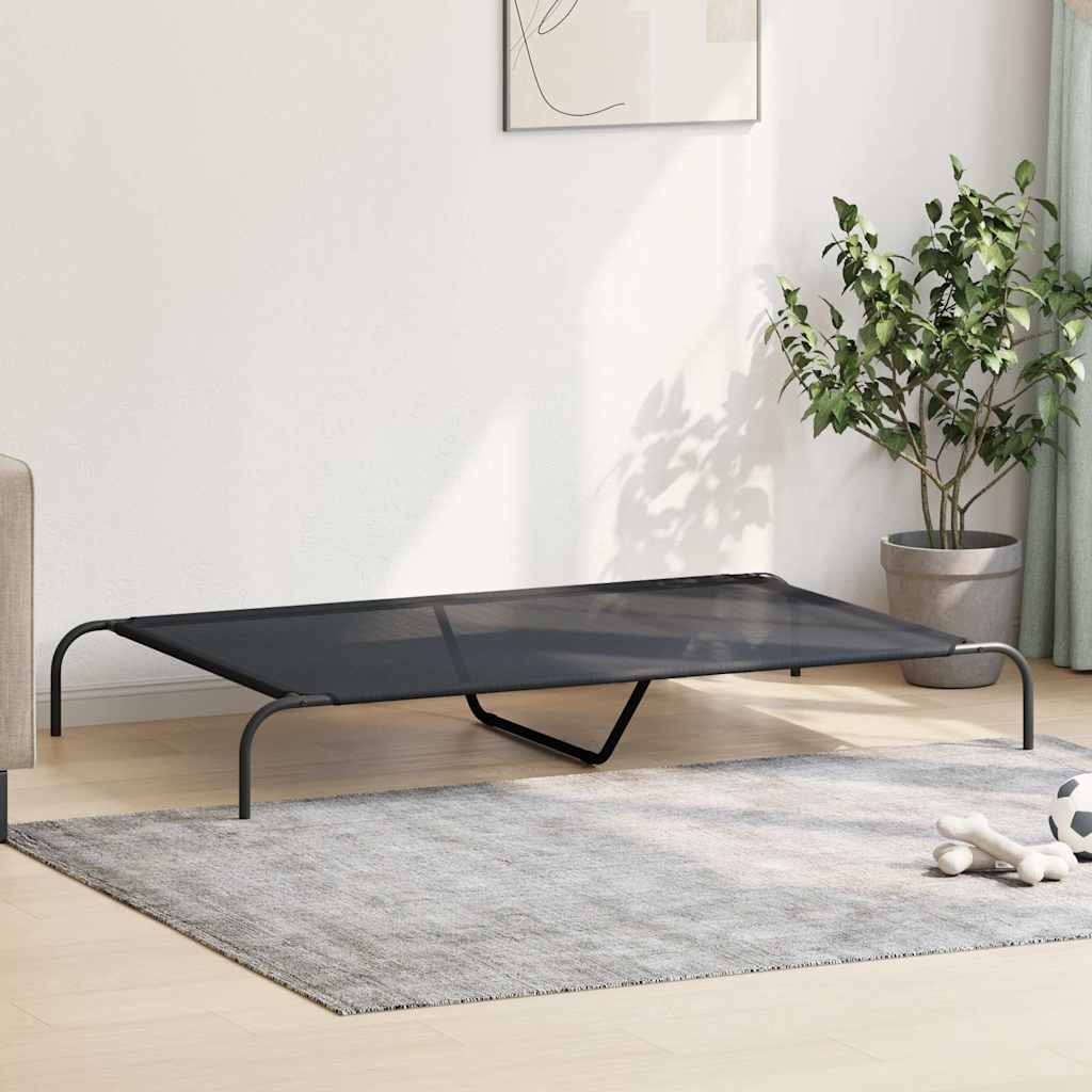 Cama para cães elevada 150x90x20 cm Textilene e aço preto