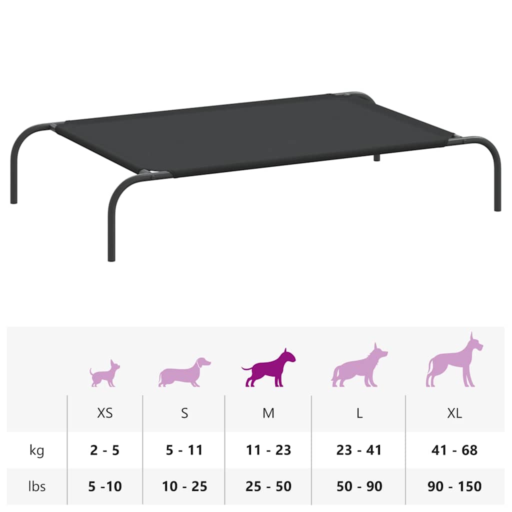 Cama para cães elevada 110x65x20 cm tecido oxford e aço preto