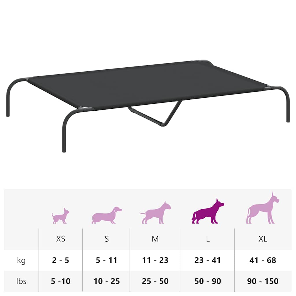 Cama para cães elevada 130x80x20cm tecido oxford e aço preto