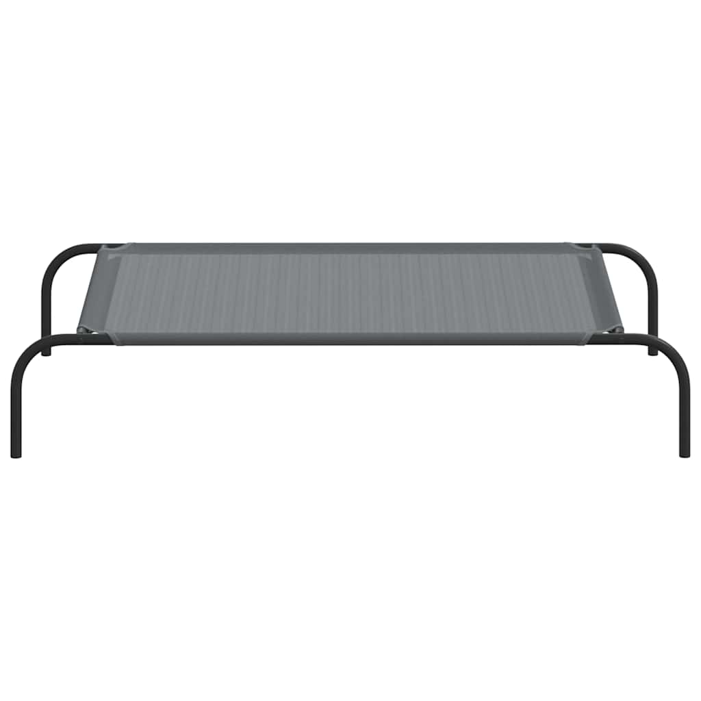 Cama para cães elevada 110x65x20 cm Textilene e aço cinzento