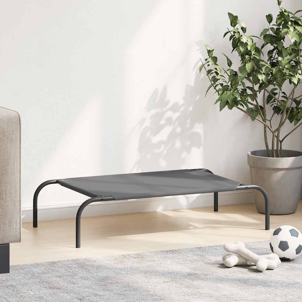 Cama para cães elevada 90x50x20cm tecido oxford e aço cinzento