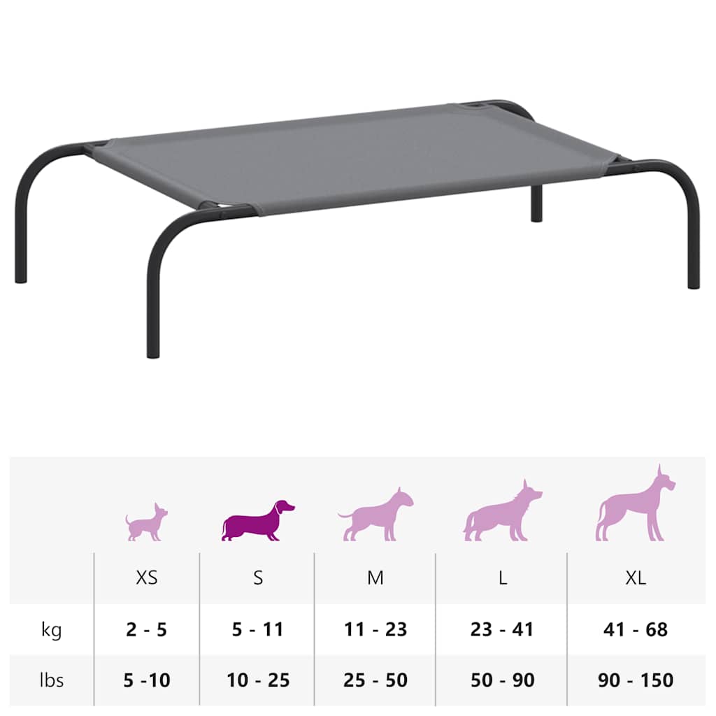 Cama para cães elevada 90x50x20cm tecido oxford e aço cinzento