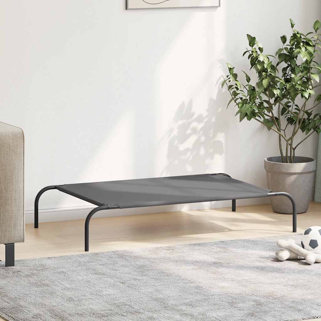 Cama para cães elevada 110x65x20cm tecido oxford e aço cinzento