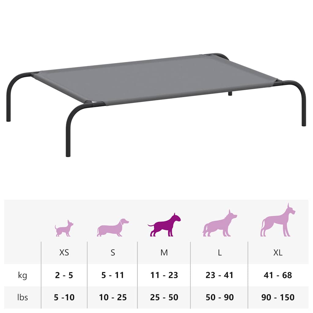 Cama para cães elevada 110x65x20cm tecido oxford e aço cinzento