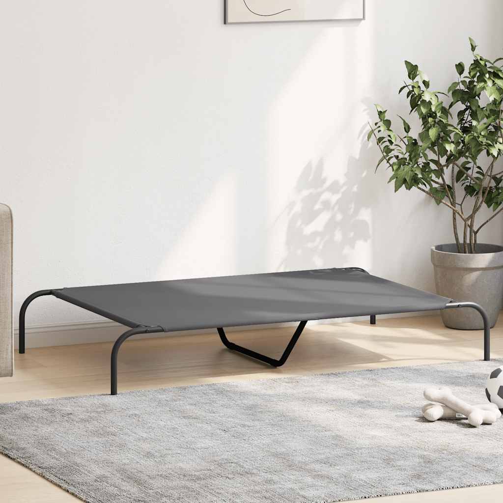 Cama para cães elevada 130x80x20cm tecido oxford e aço cinzento