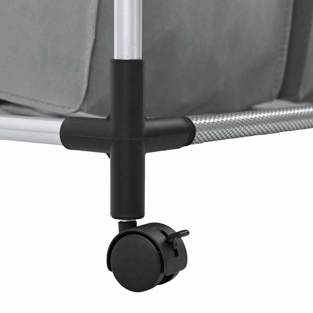 Cesto para roupa suja com rodas 3 compartimentos cinzento
